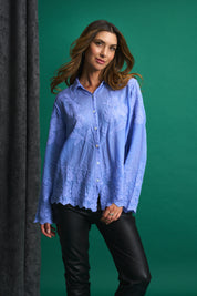 Appliqué Cotton Blouse in Violet