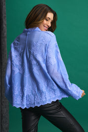 Appliqué Cotton Blouse in Violet