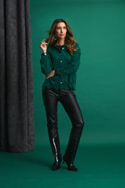 Vine Cotton Blouse in Pine Green
