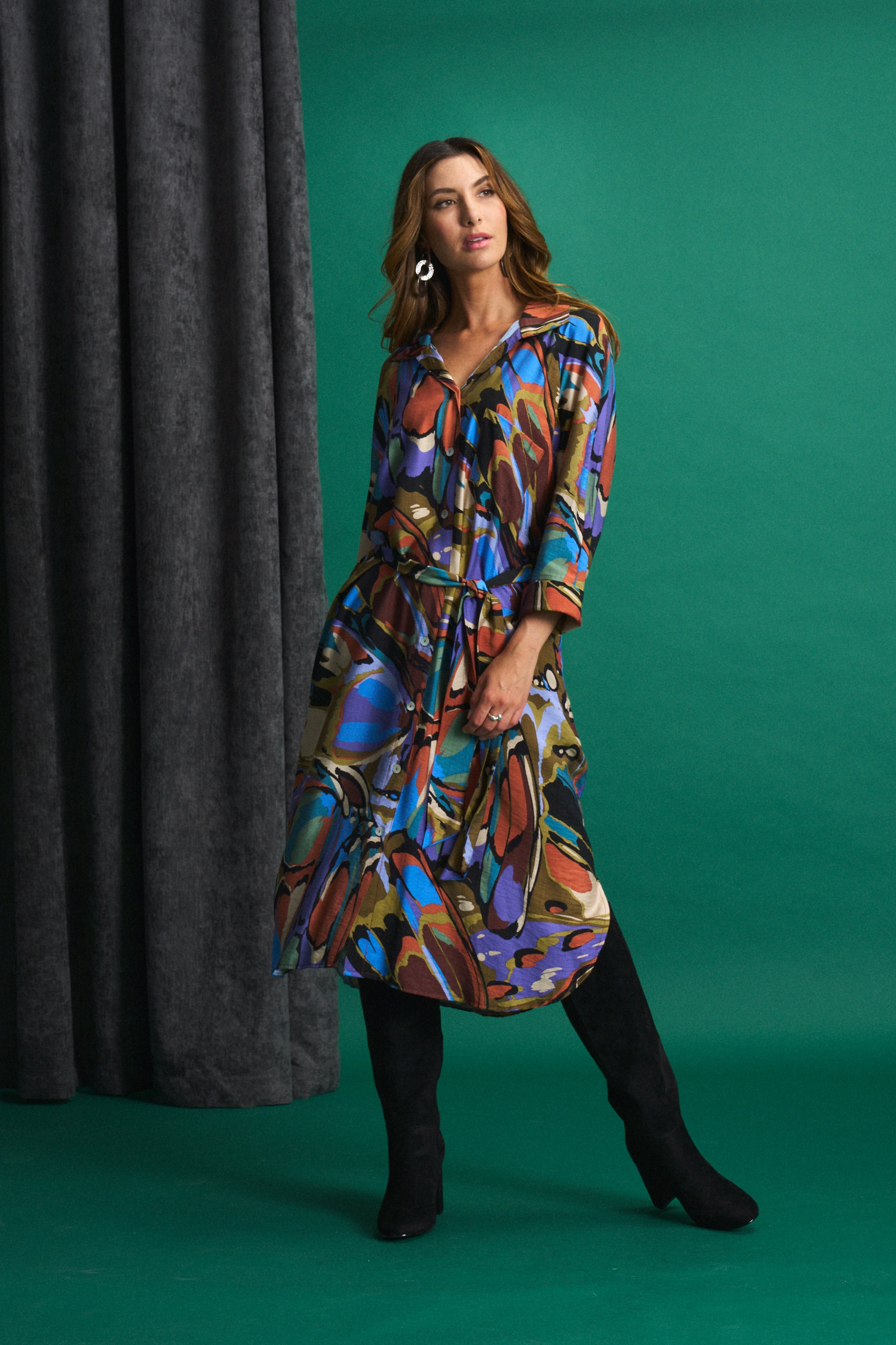 Exotic Butterfly Liza Shirt Dress