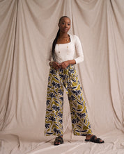 Paperbag Detail Pants Chatruese Print