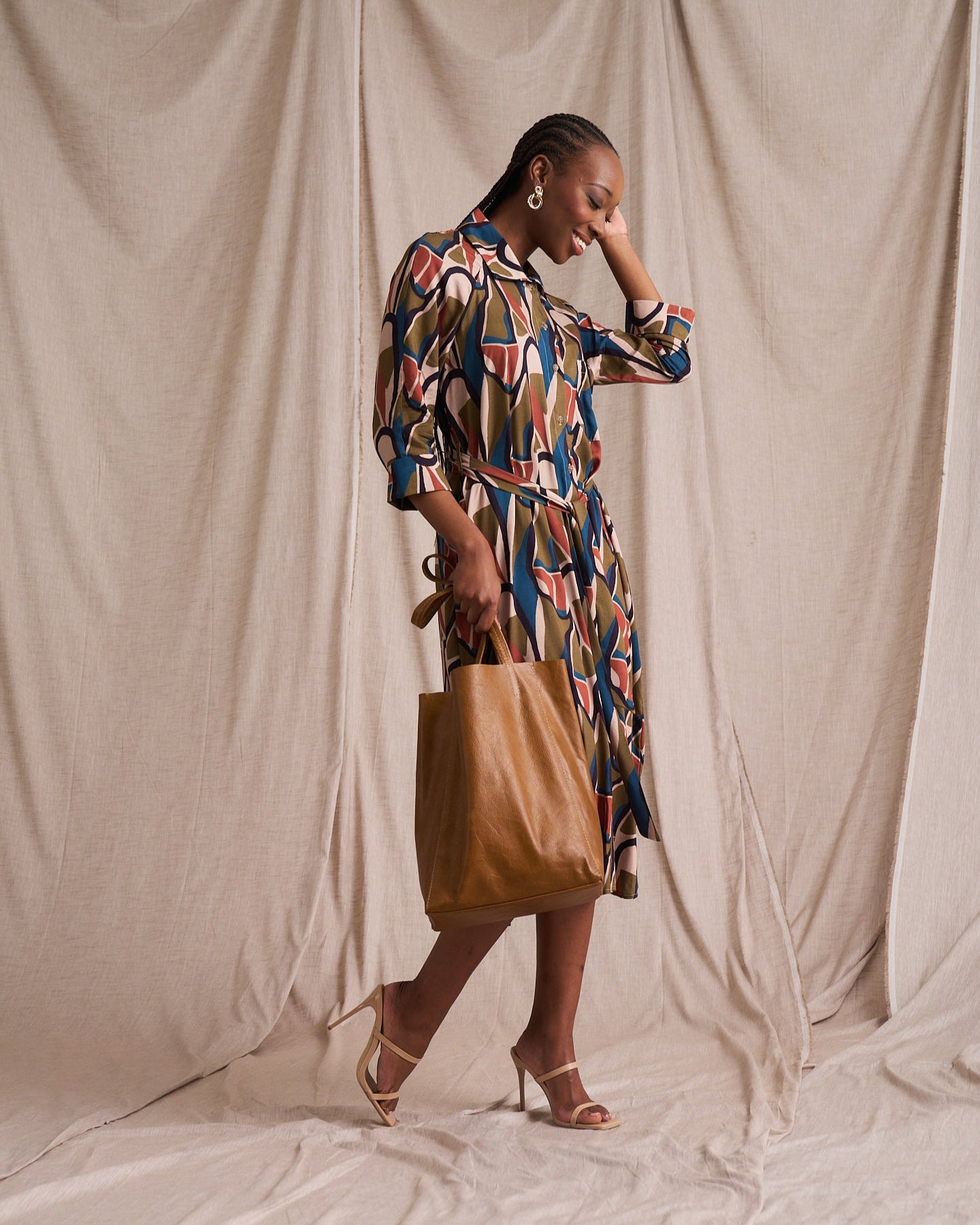Liza Shirt Dress Abstract Retro Print