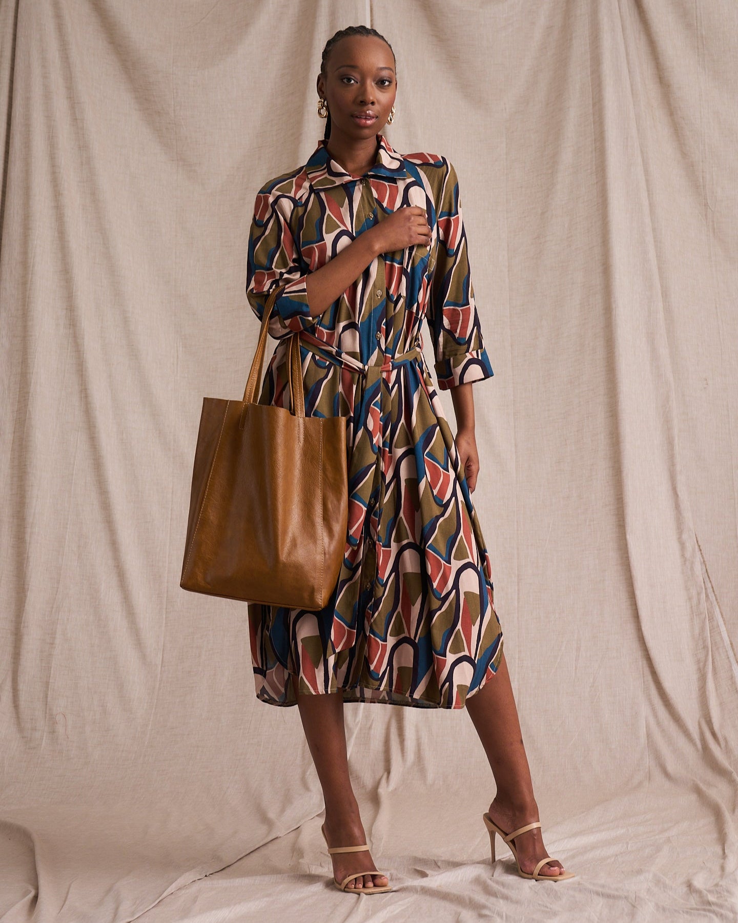 Liza Shirt Dress Abstract Retro Print