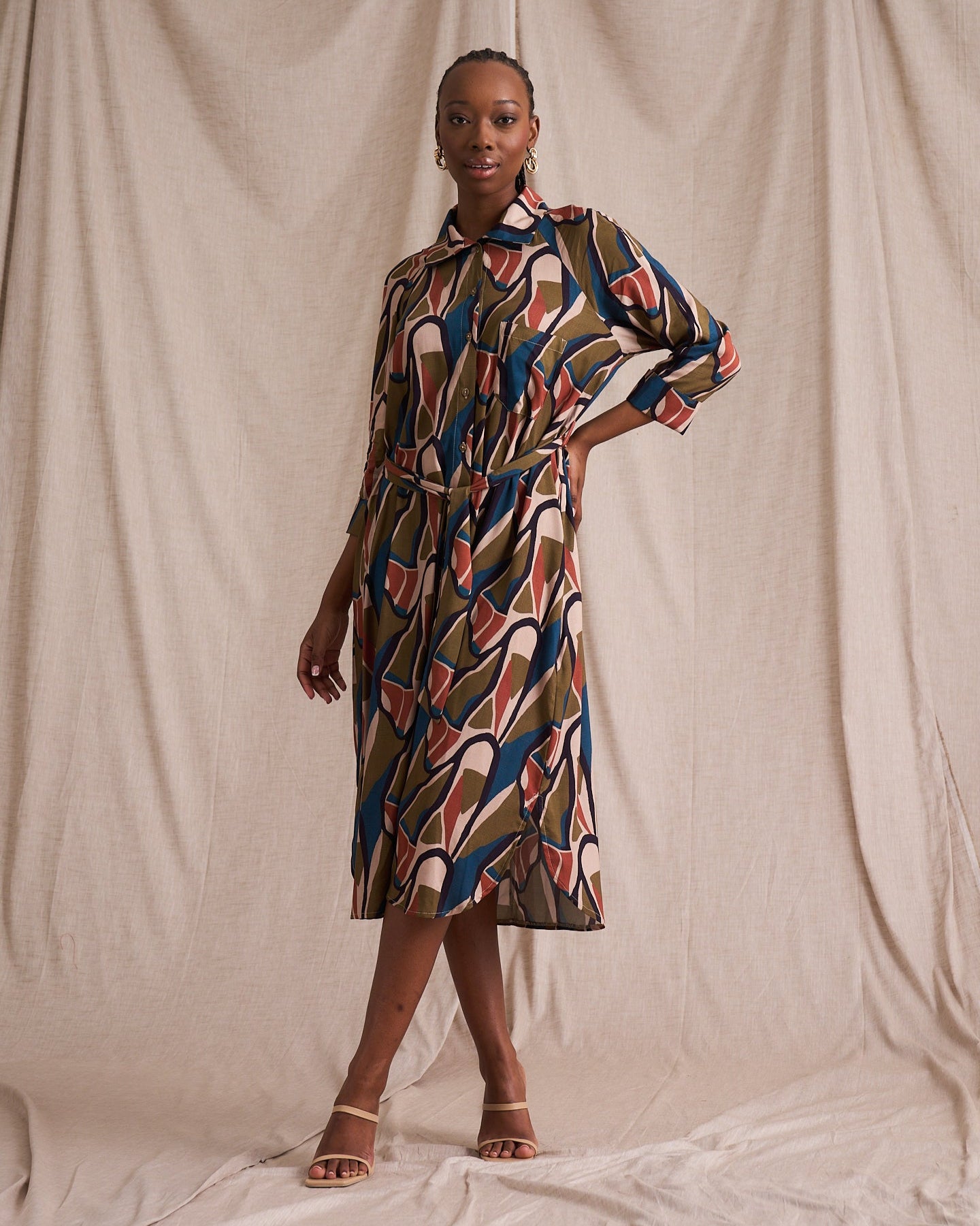 Liza Shirt Dress Abstract Retro Print