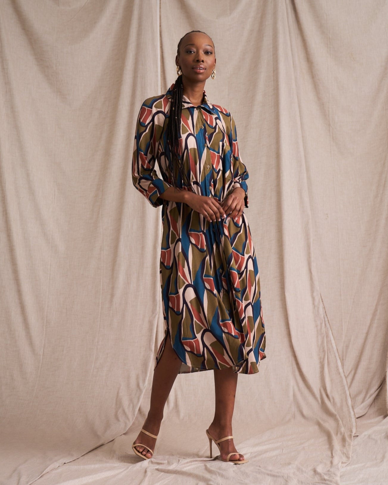 Liza Shirt Dress Abstract Retro Print