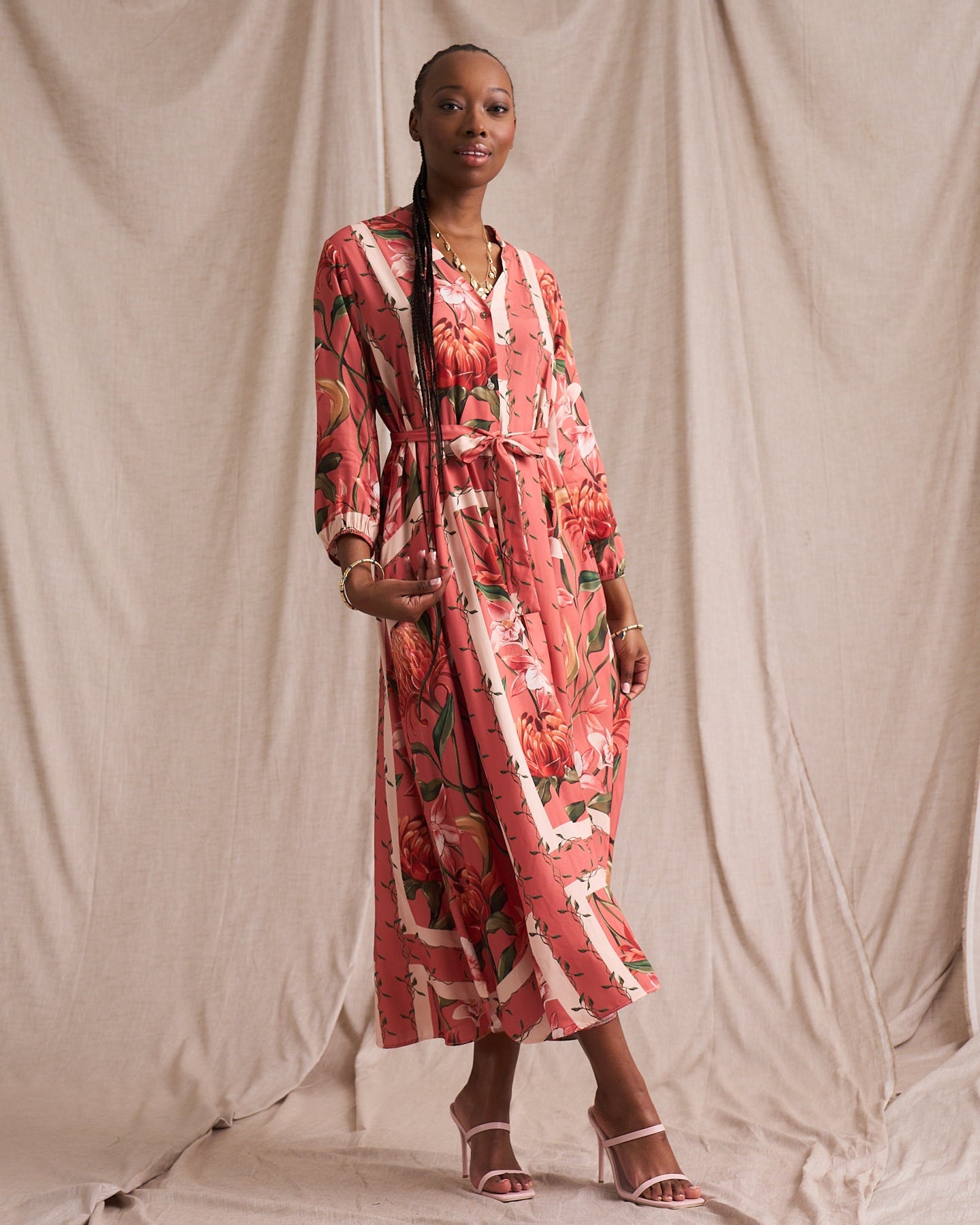 Kiara Shirt Dress Rose Manor Print