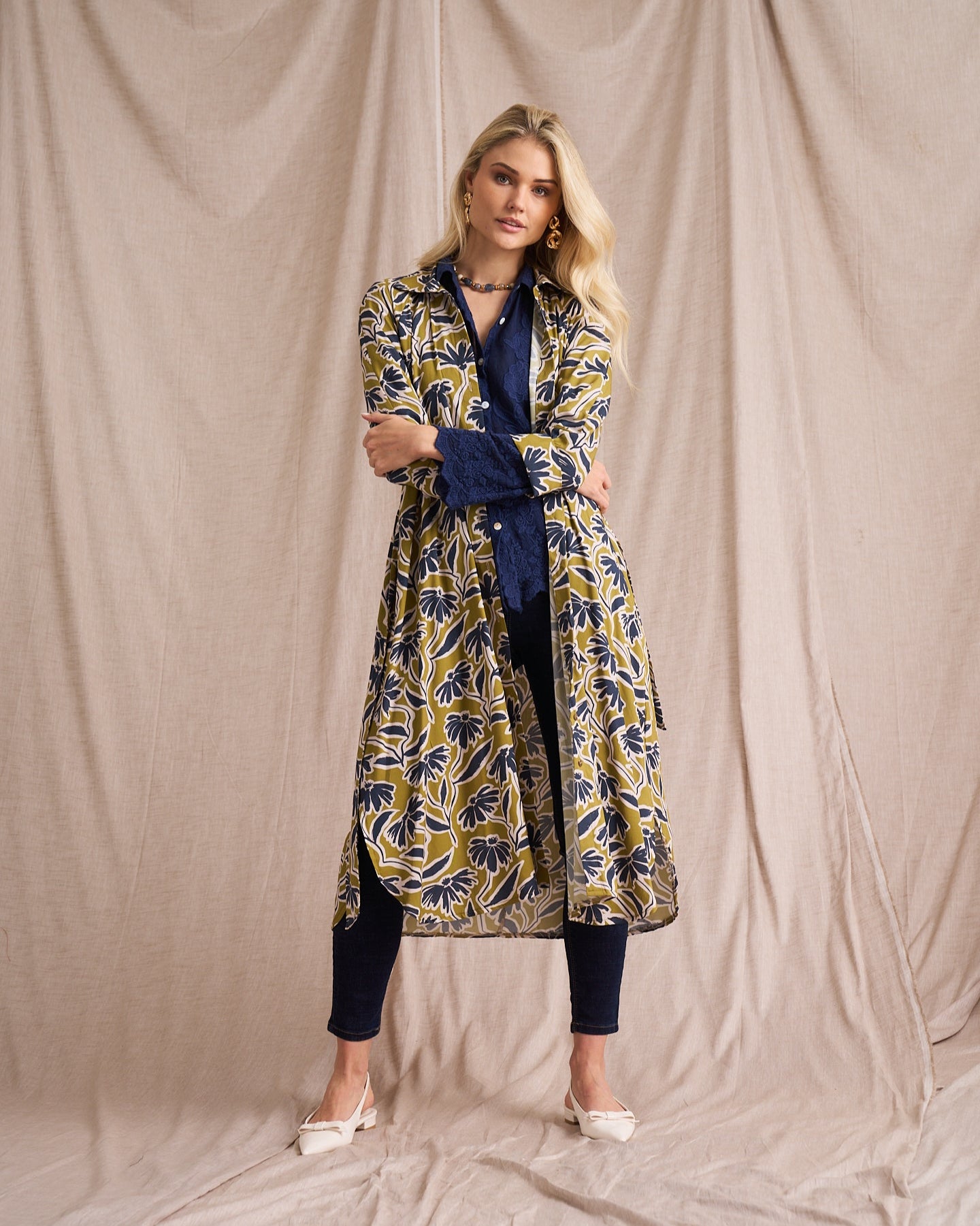 Liza Shirt Dress Chartreuse Print