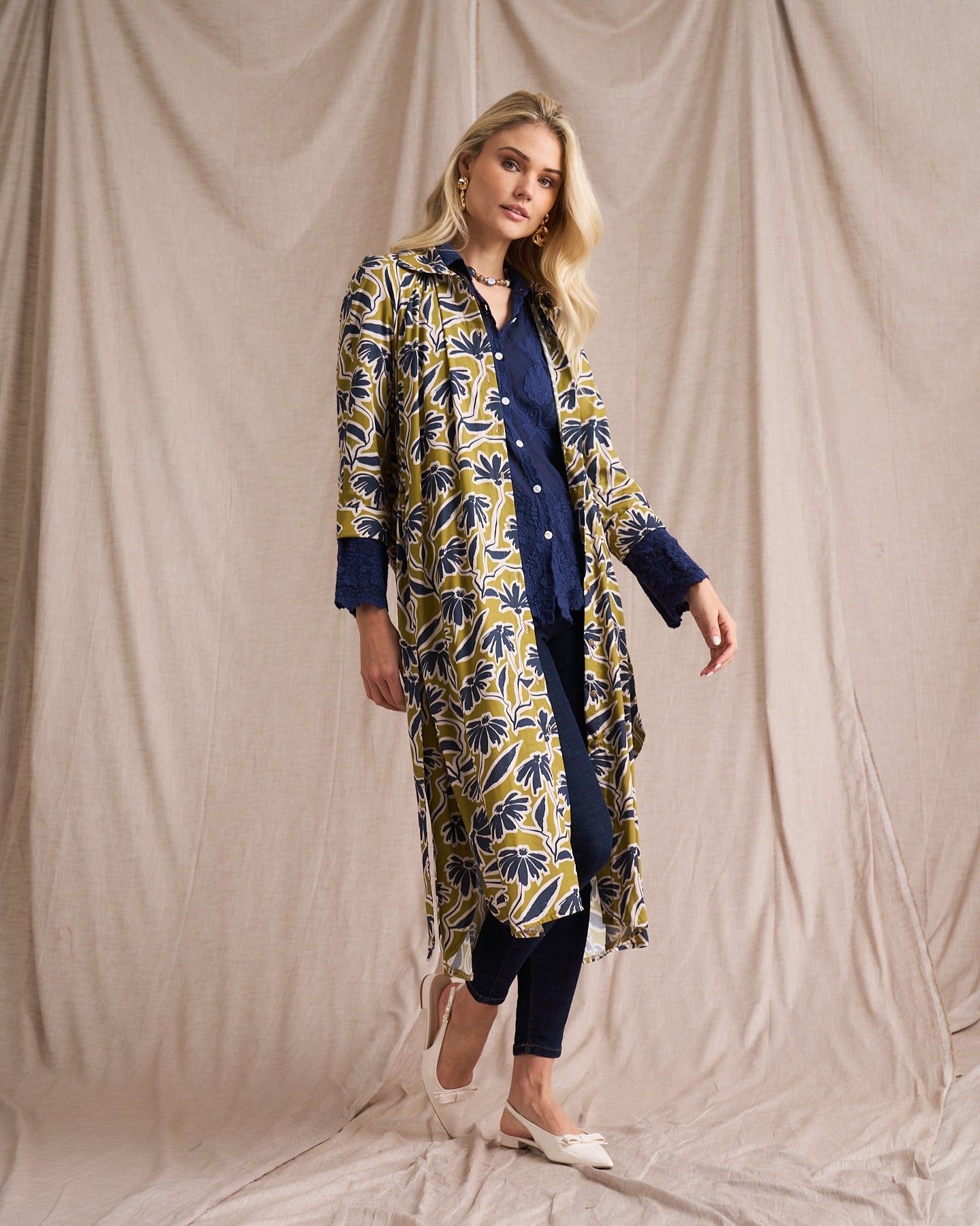 Liza Shirt Dress Chartreuse Print