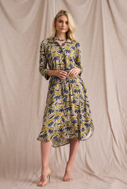 Liza Shirt Dress Chartreuse Print