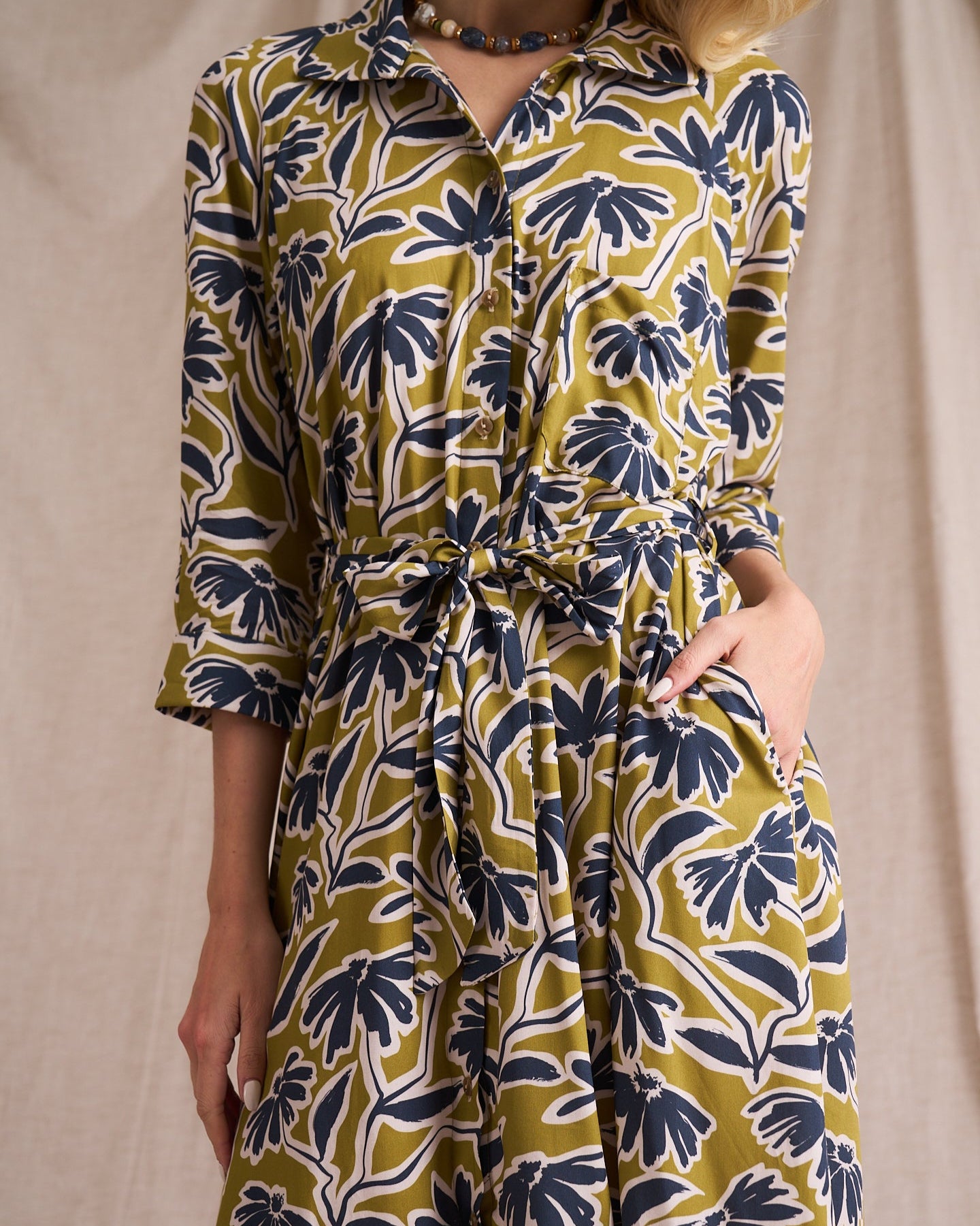Liza Shirt Dress Chartreuse Print