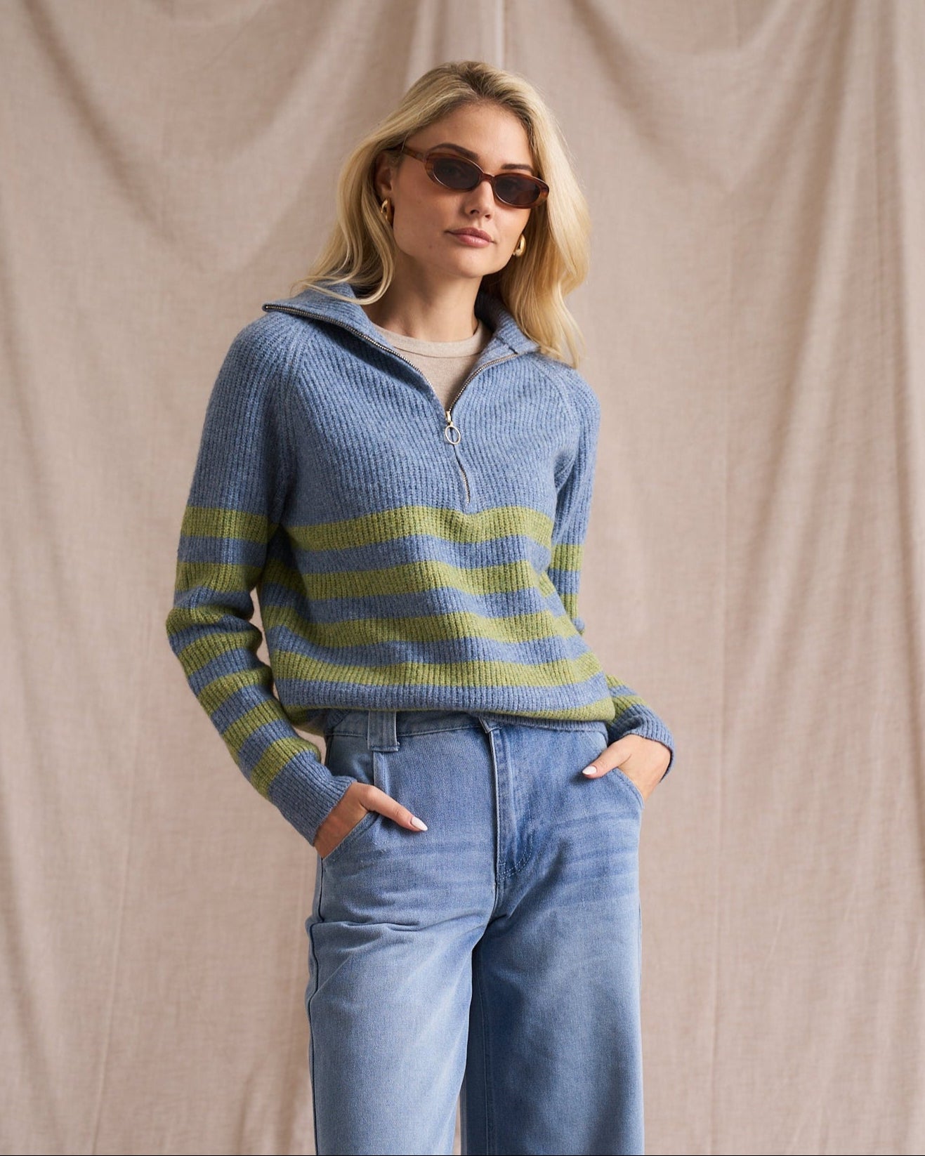 Half Zip Wool Blend Jumper