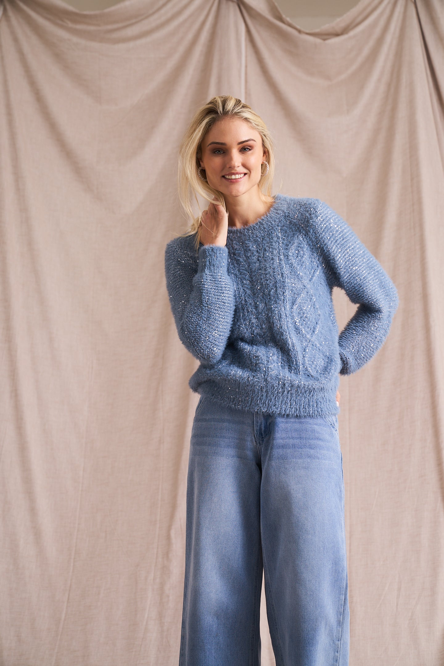 Sequin Mix Eyelash Knit