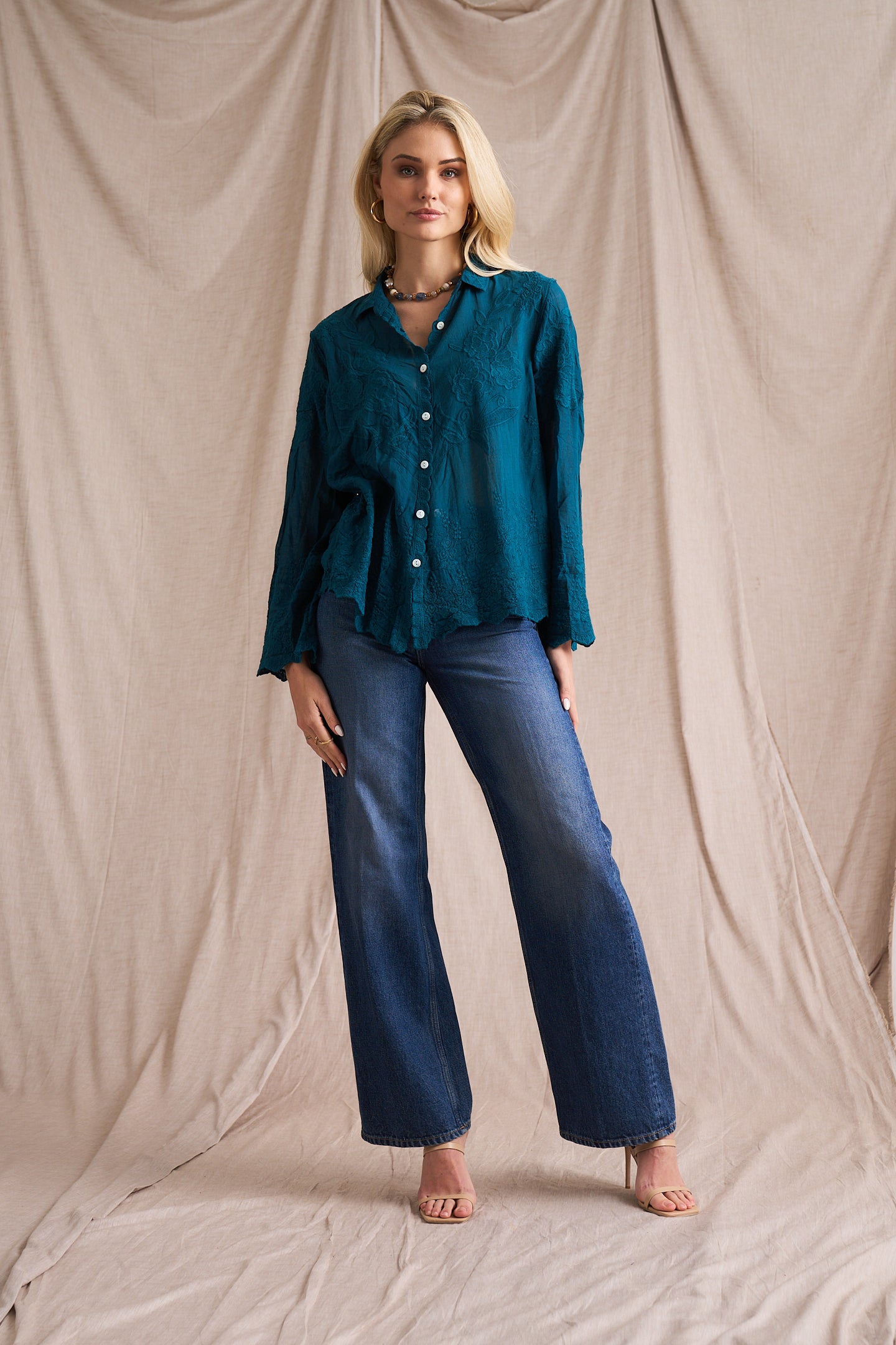Retro Cotton Applique Shirt