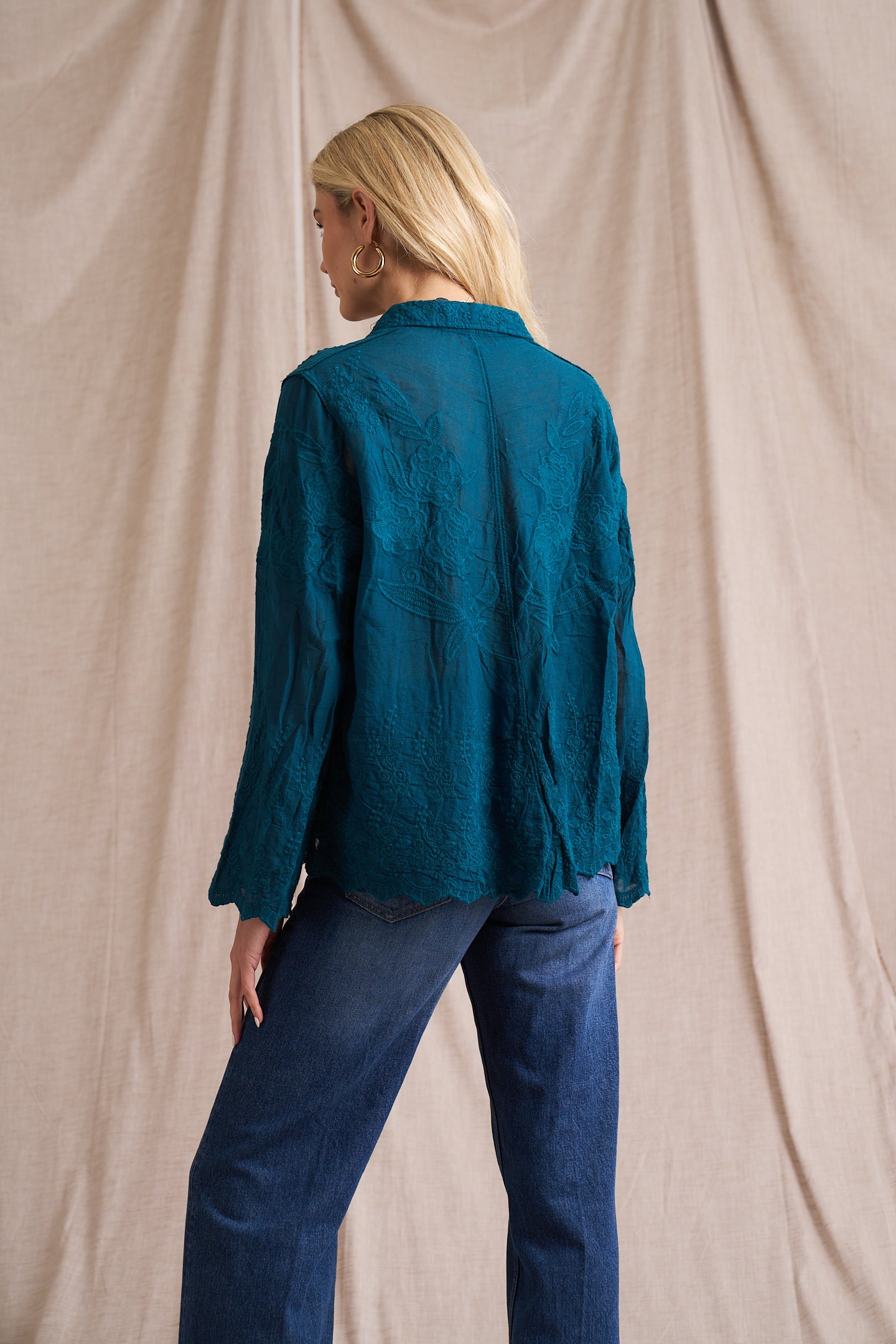 Retro Cotton Applique Shirt