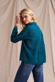 Retro Cotton Applique Shirt