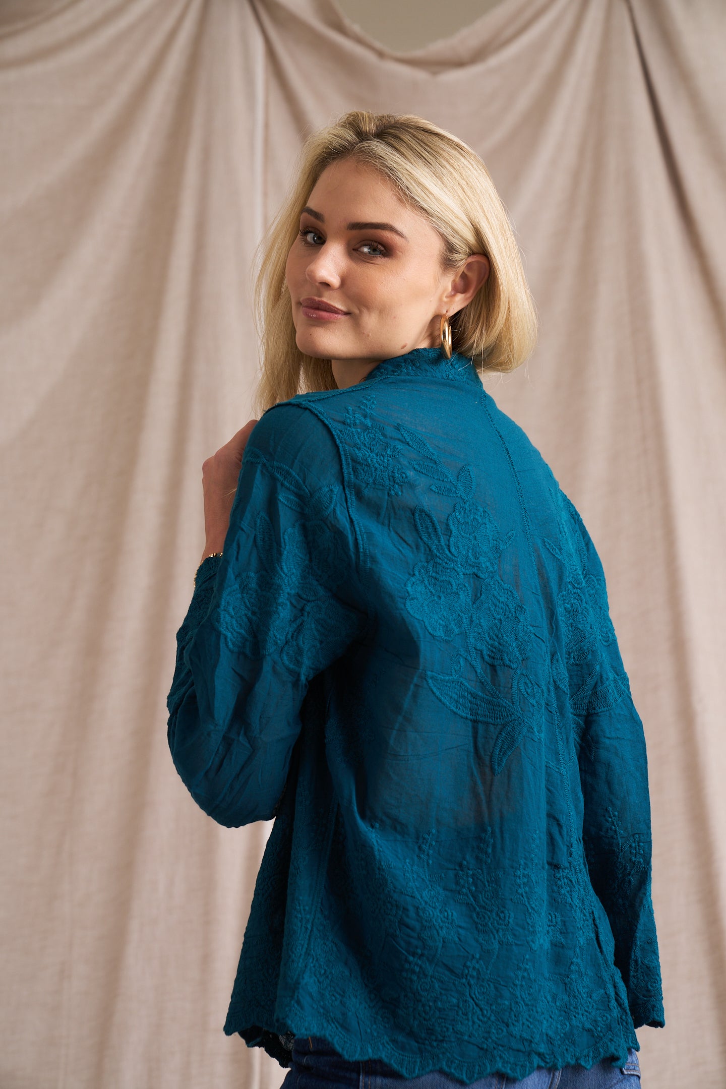 Retro Cotton Applique Shirt