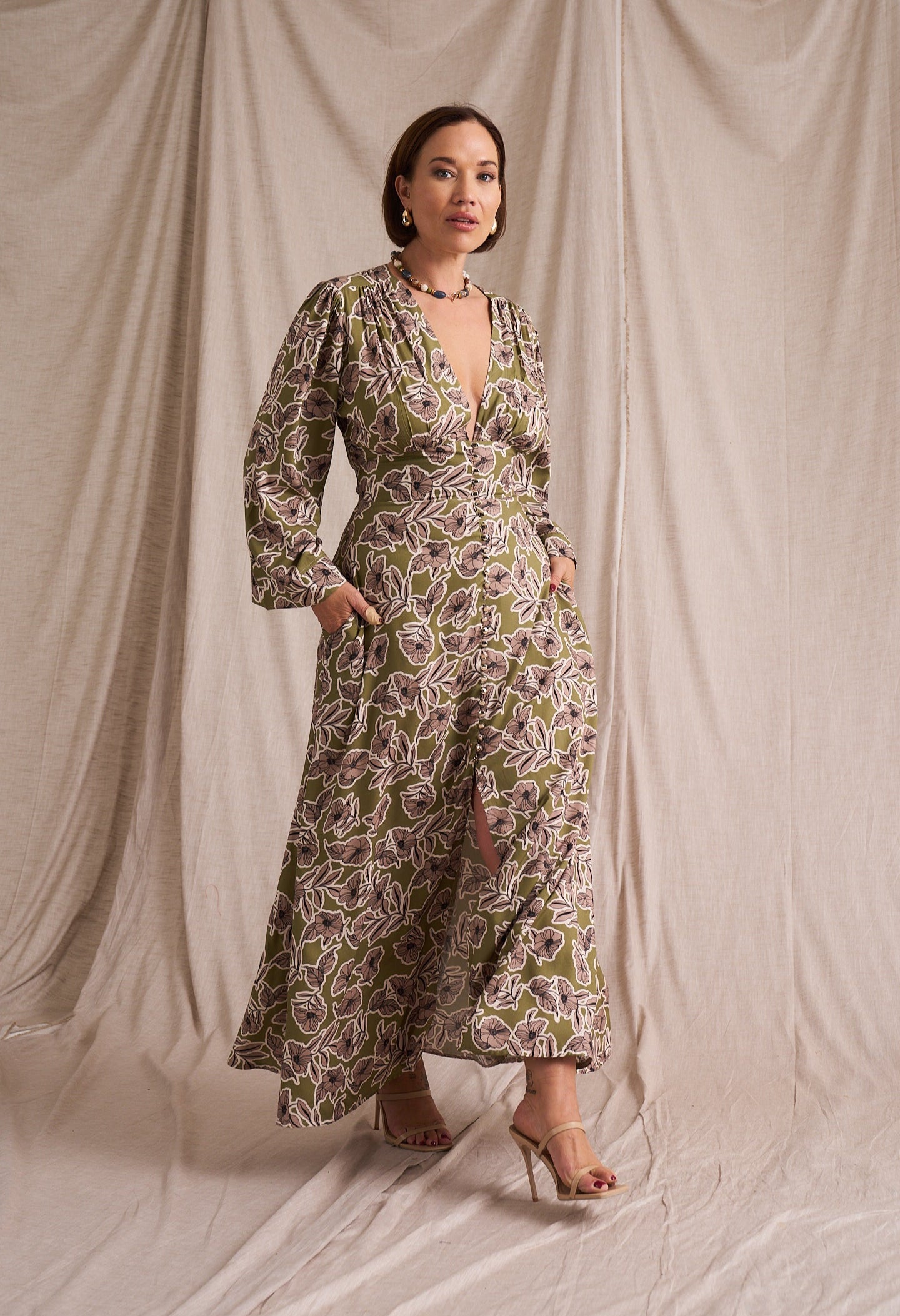 Victoria Dress Fine Line Print