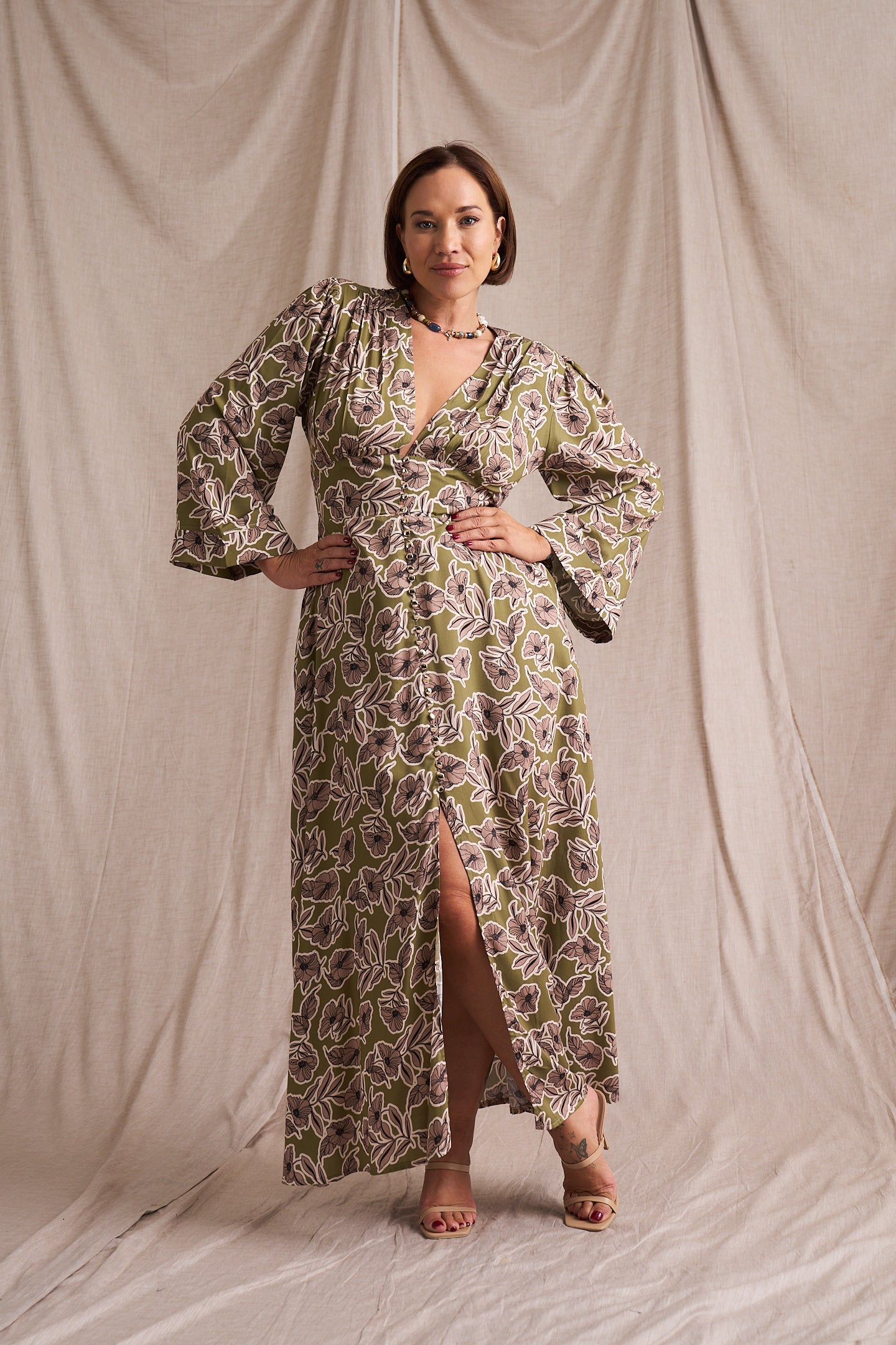 Victoria Dress Fine Line Print