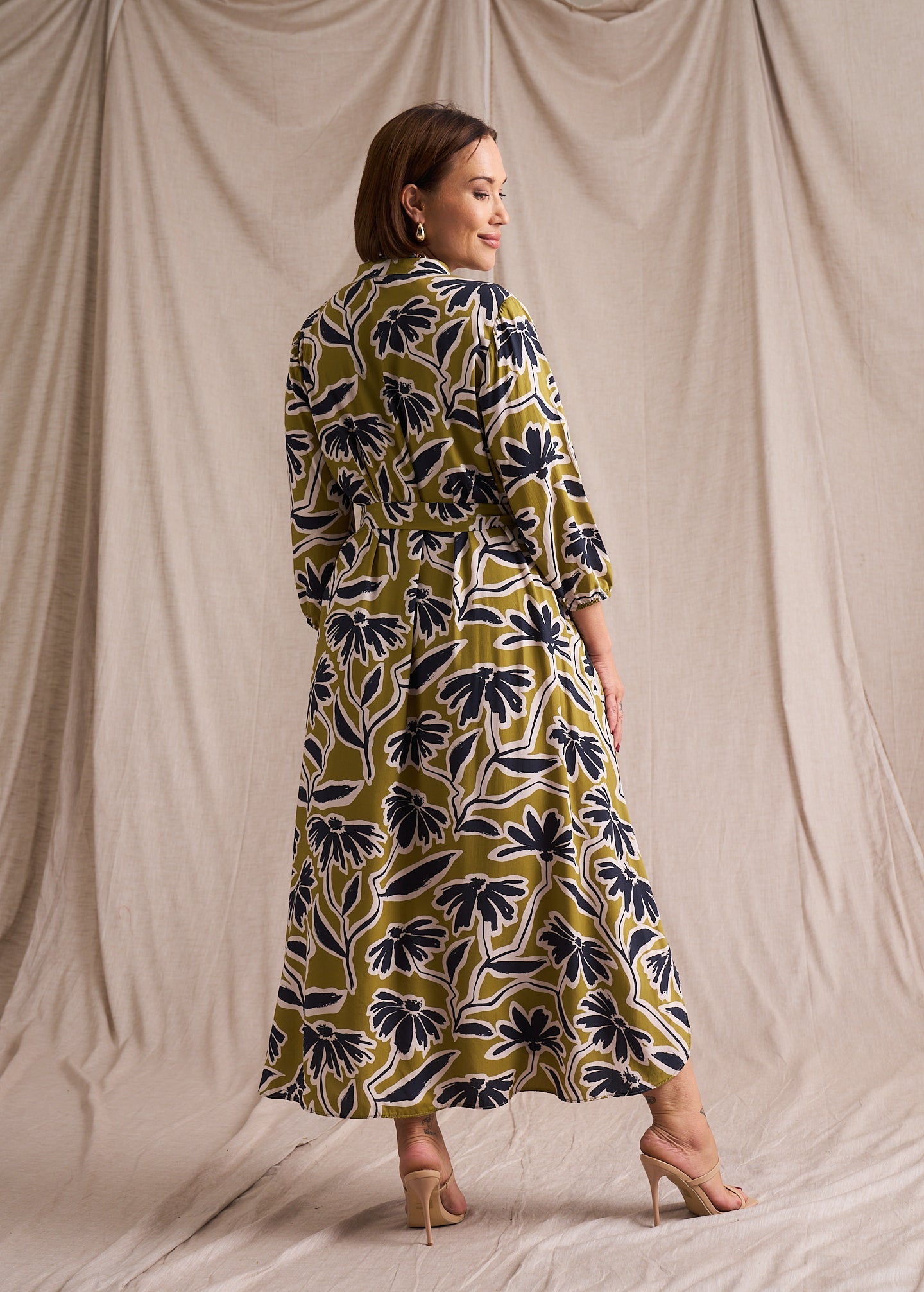 Kiara Shirt Dress Chartruese Print