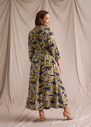 Kiara Shirt Dress Chartruese Print