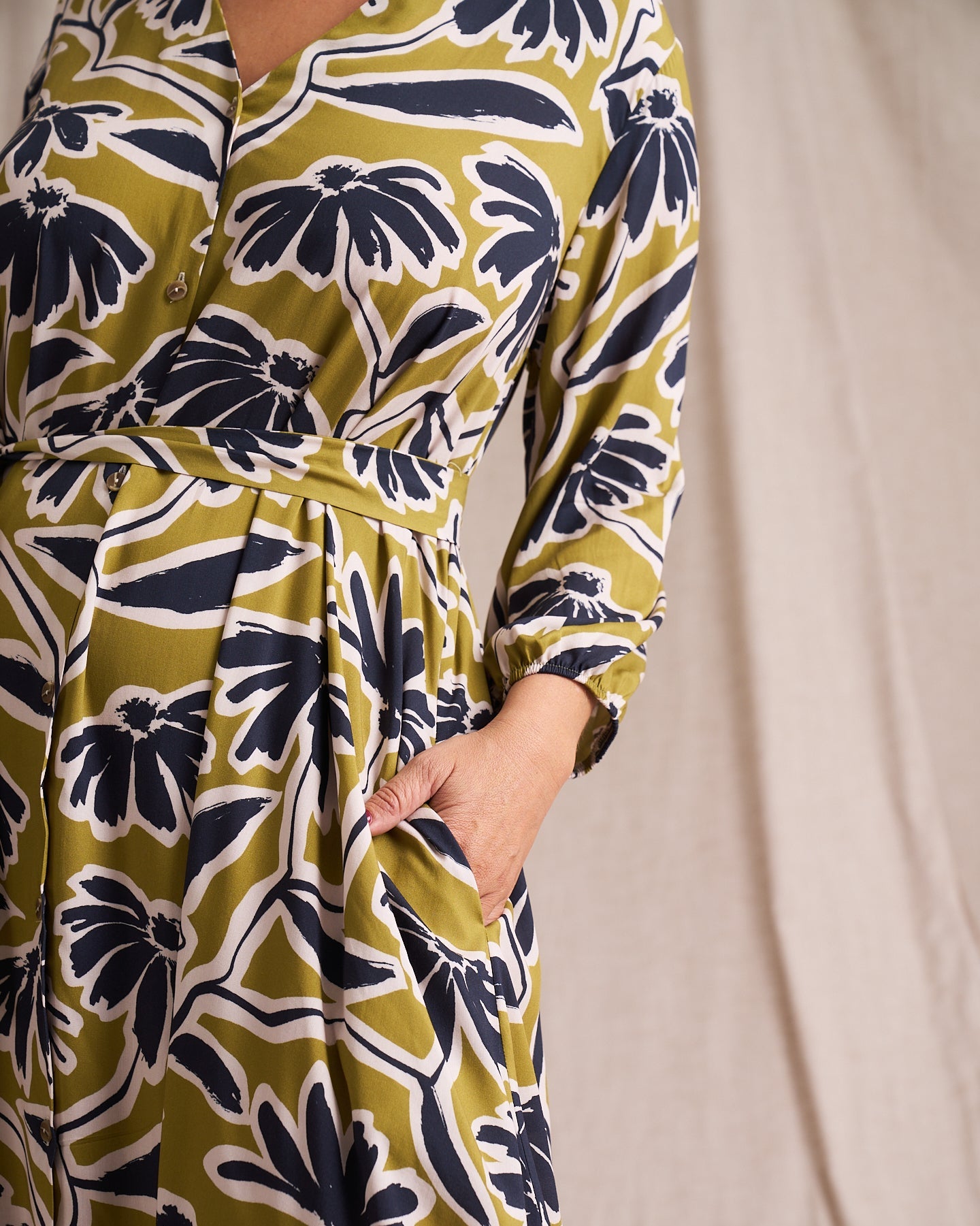 Kiara Shirt Dress Chartruese Print