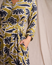 Kiara Shirt Dress Chartruese Print