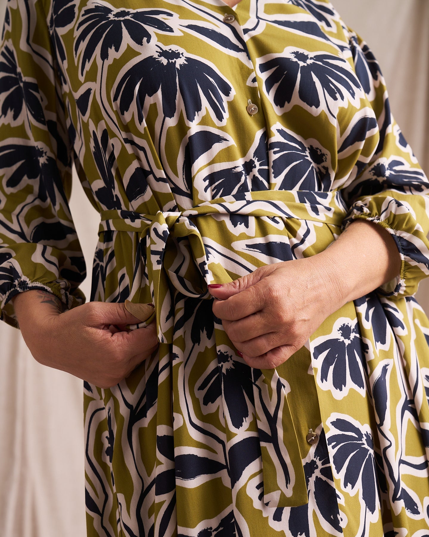 Kiara Shirt Dress Chartruese Print
