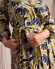 Kiara Shirt Dress Chartruese Print