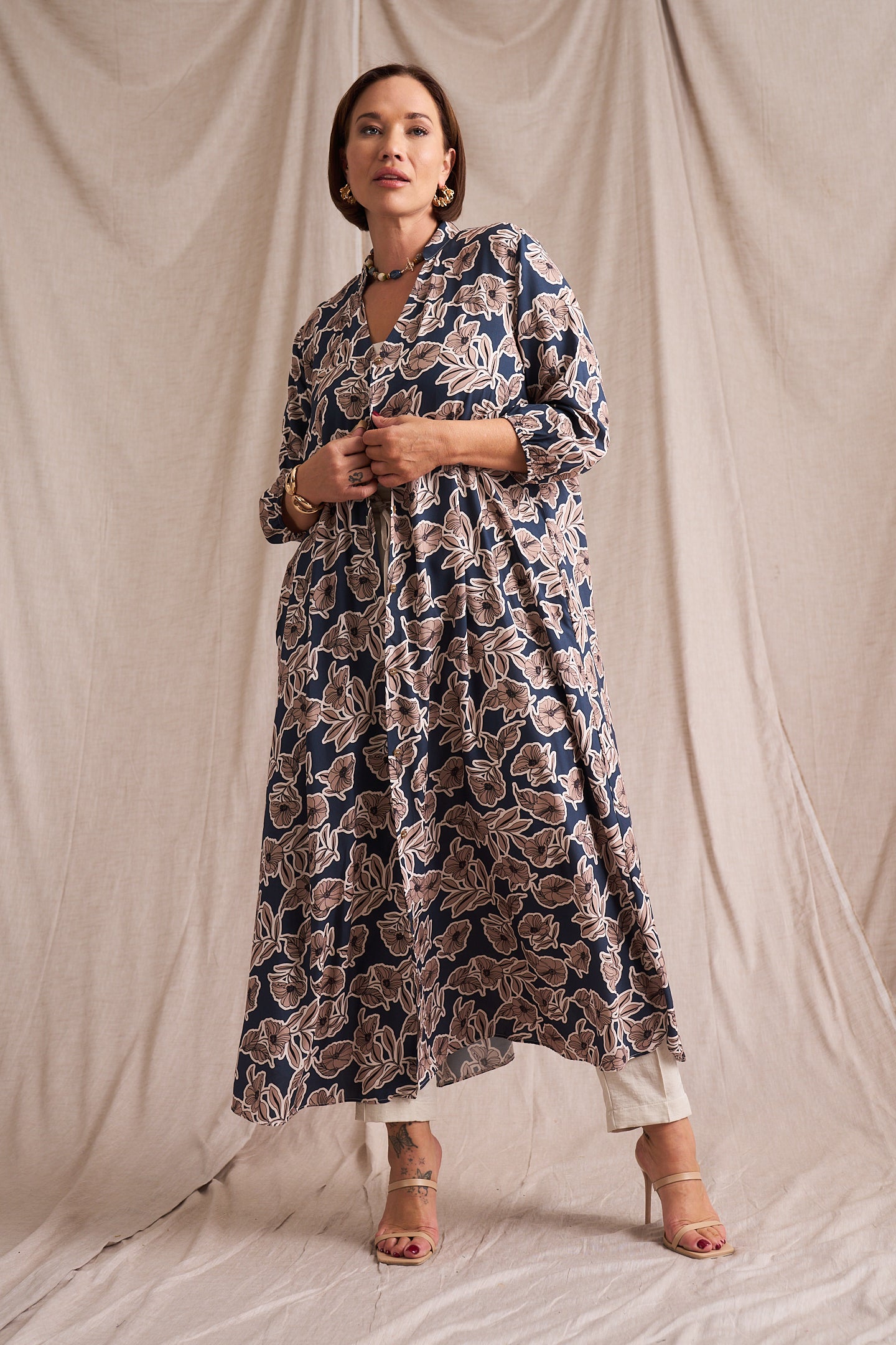 Kiara Denim Fine Lines Shirt Dress