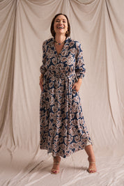 Kiara Denim Fine Lines Shirt Dress