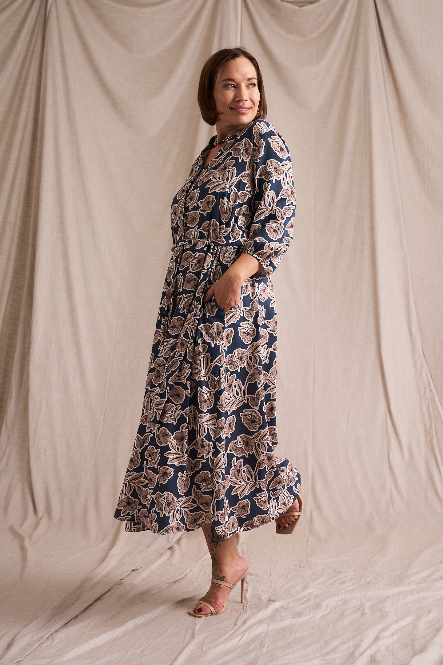 Kiara Denim Fine Lines Shirt Dress
