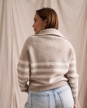 Half Zip Wool Blend Jumper Ivory/Oat