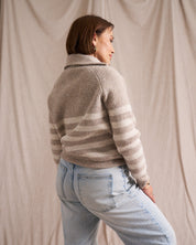Half Zip Wool Blend Jumper Ivory/Oat