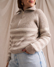 Half Zip Wool Blend Jumper Ivory/Oat