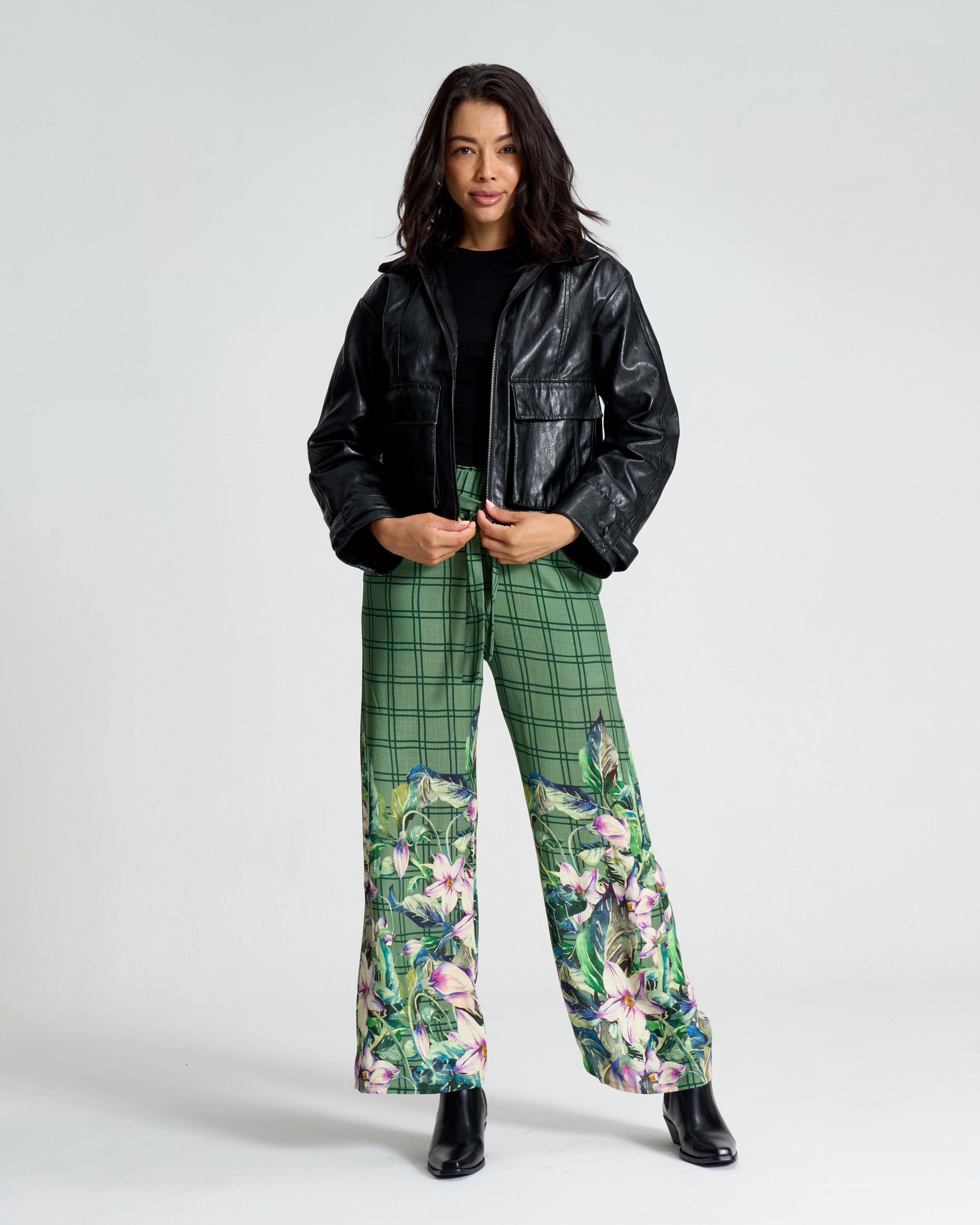 Pine Meadow Check Paperbag Pants