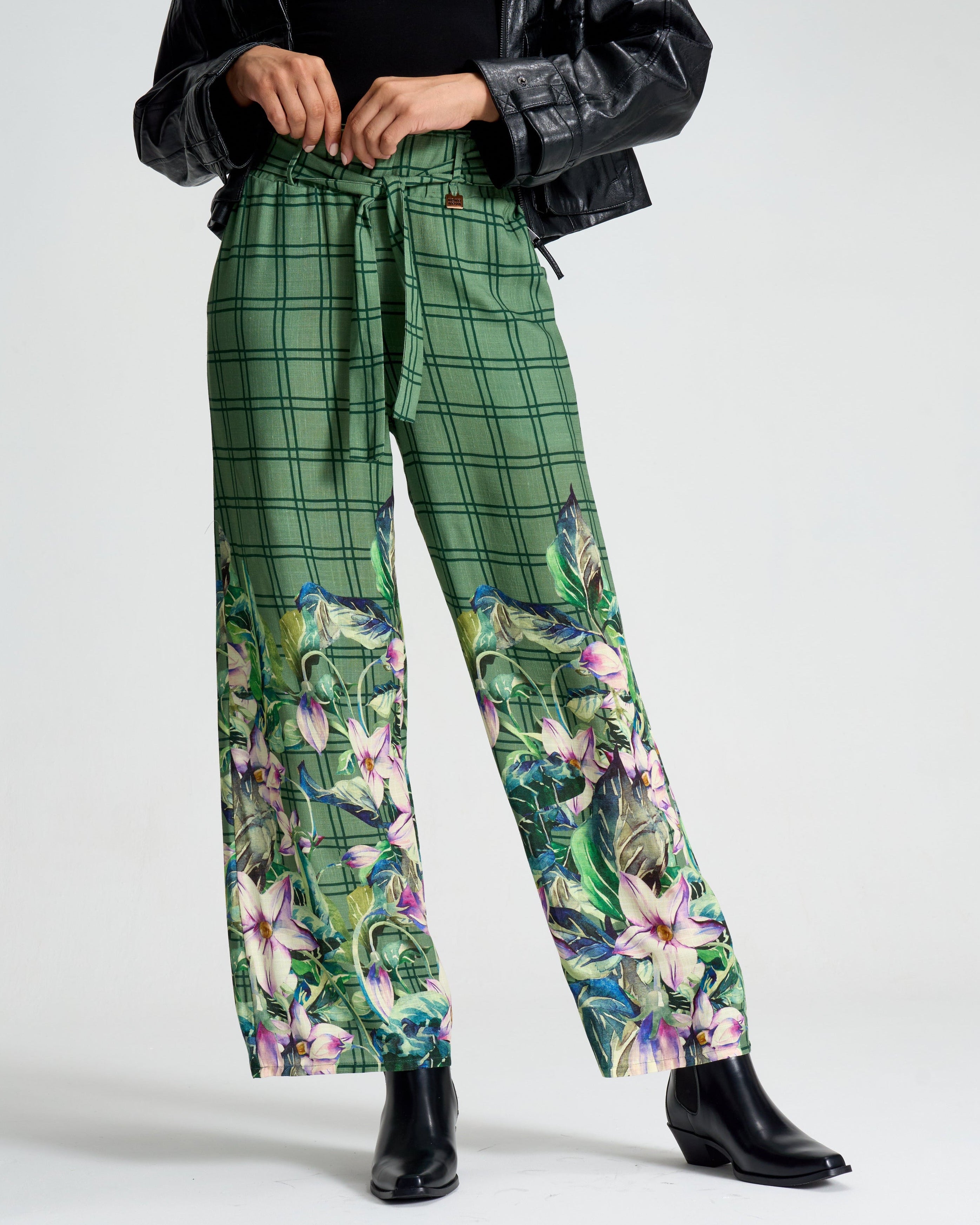 Pine Meadow Check Paperbag Pants