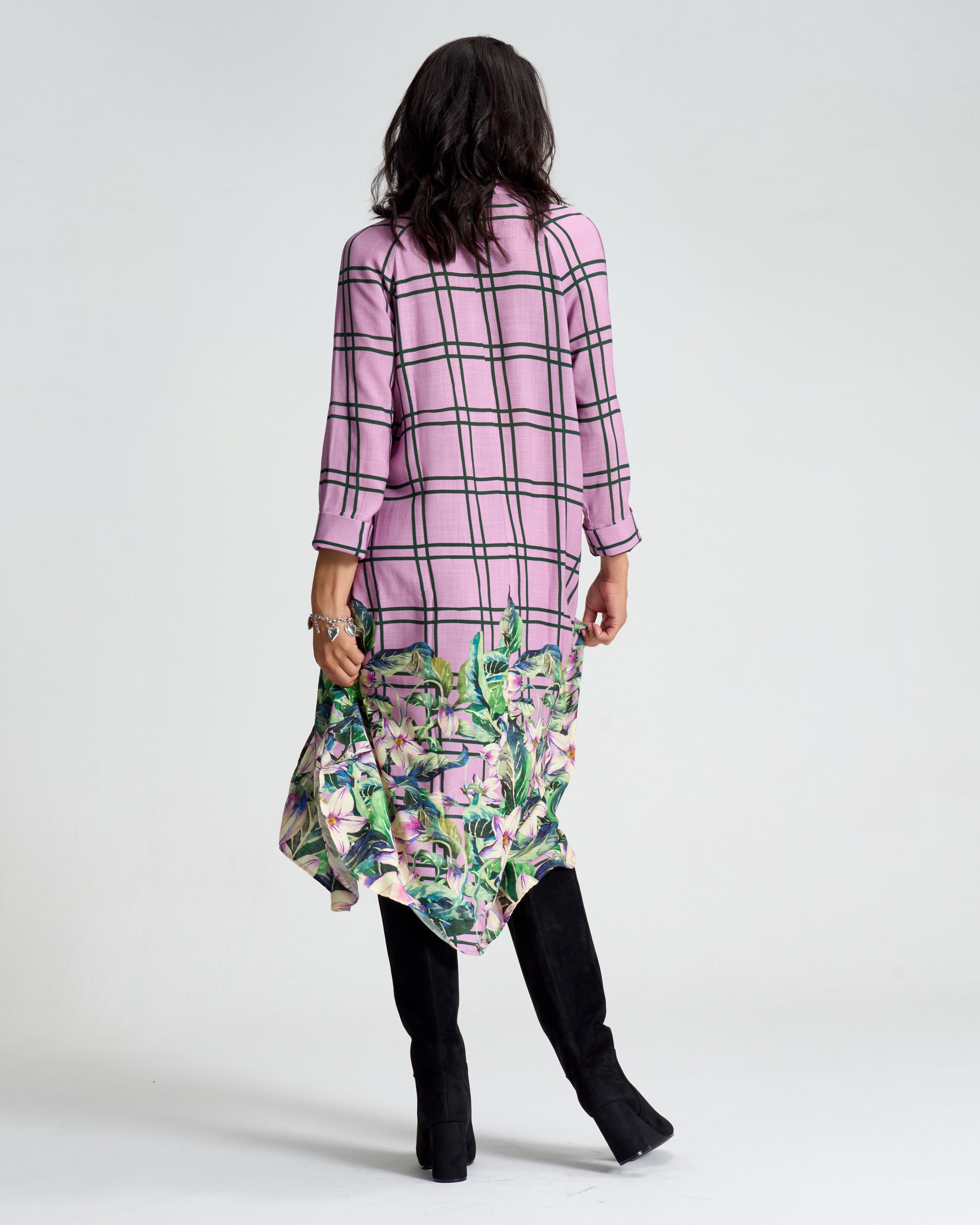Violet Meadow Check Liza Shirt Dress