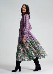 Violet Meadow Check Maxi Dress