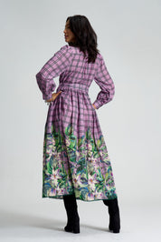 Violet Meadow Check Maxi Dress