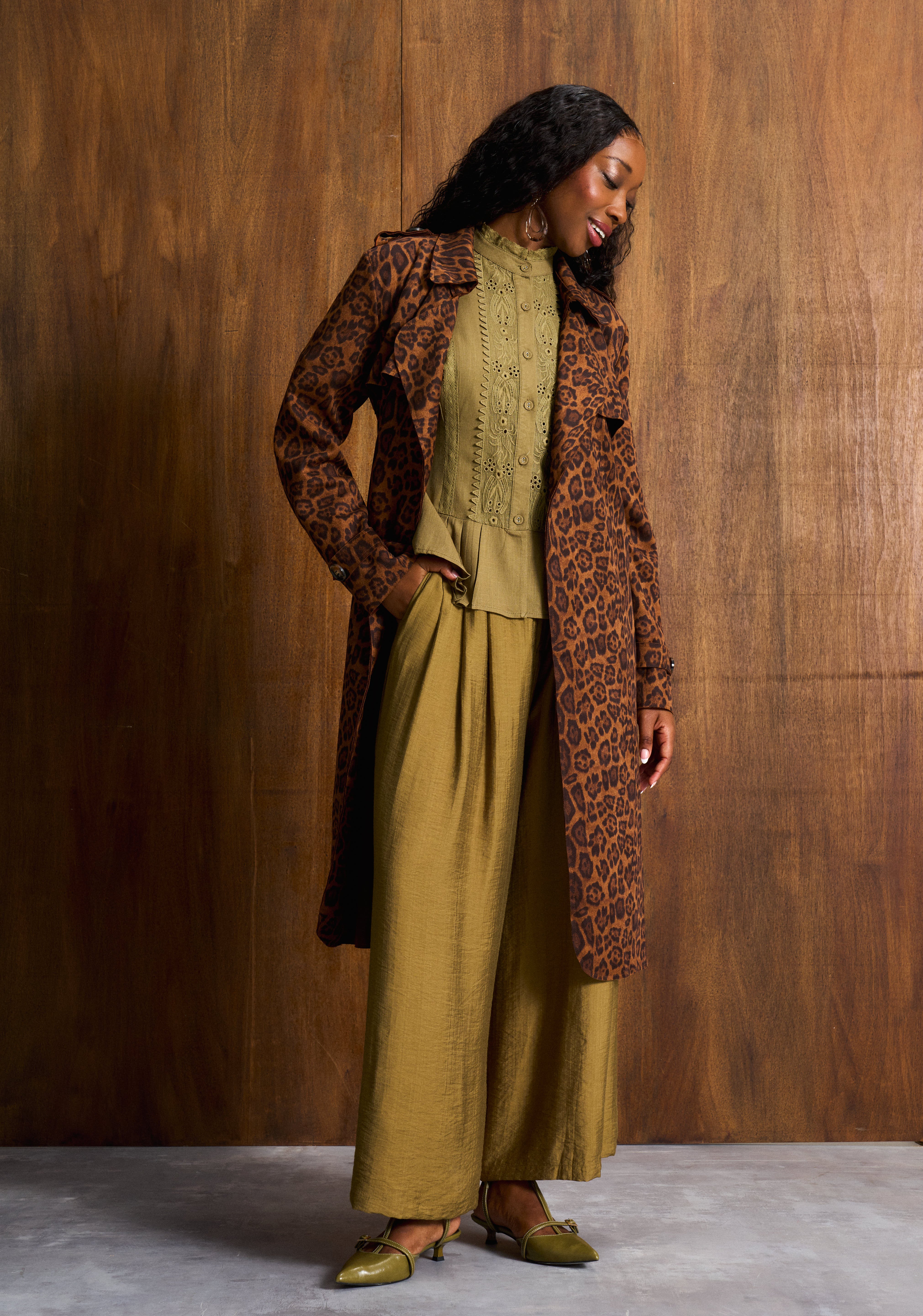 Leopard Suede Waterfall Coat