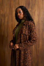 Leopard Suede Waterfall Coat