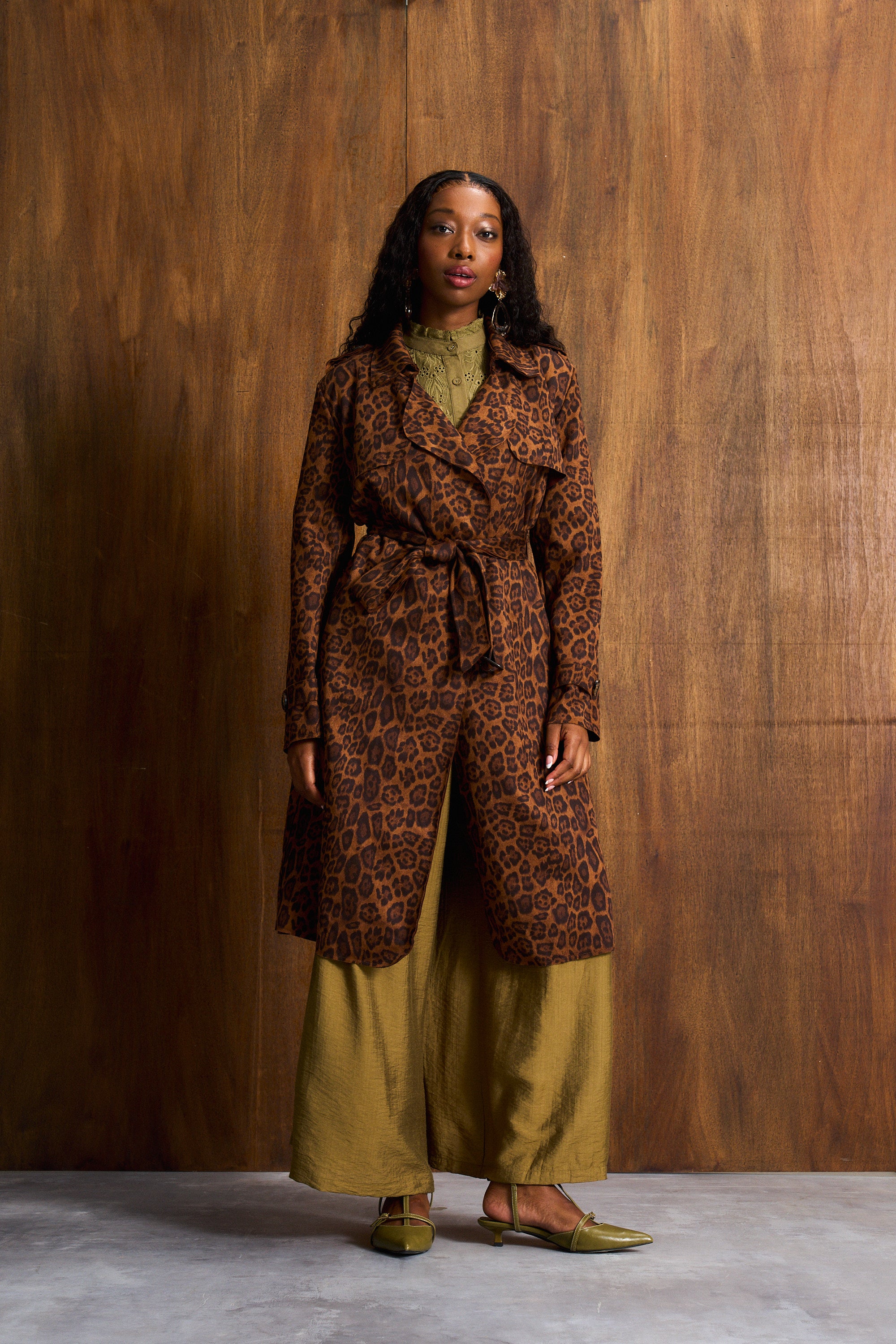 Leopard Suede Waterfall Coat