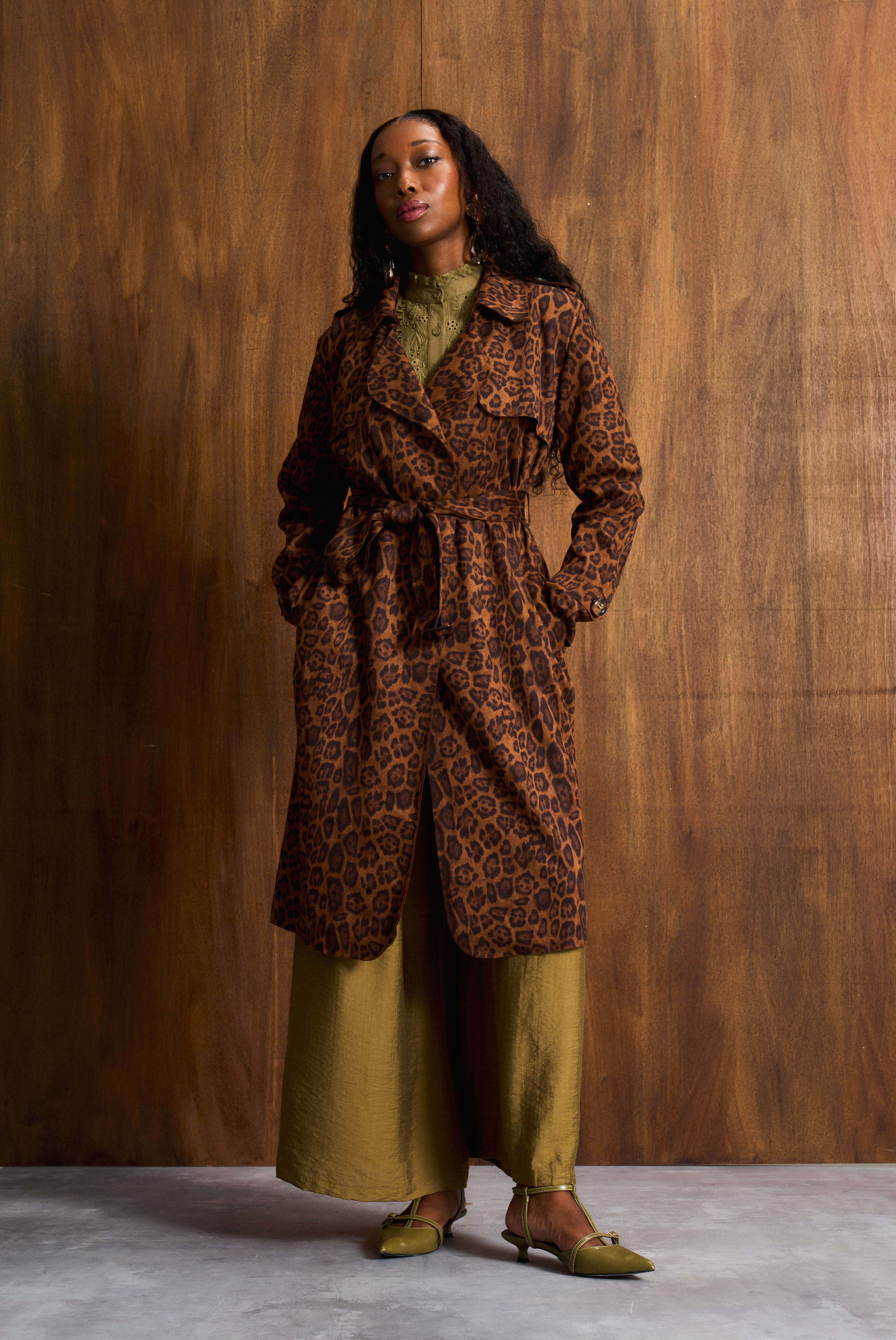 Leopard Suede Waterfall Coat