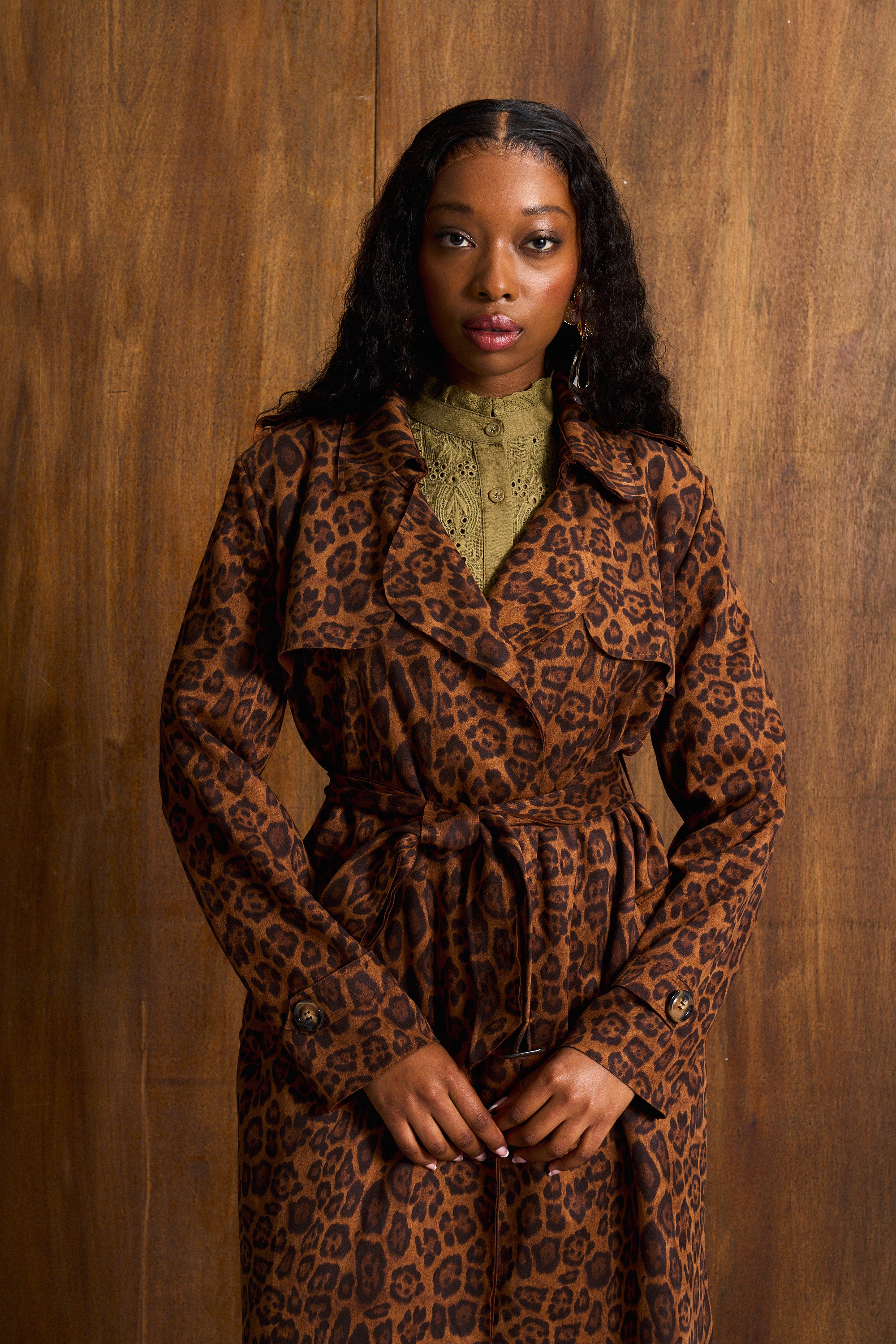 Leopard Suede Waterfall Coat