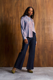 Artist Blue Stripe Collared Blouse