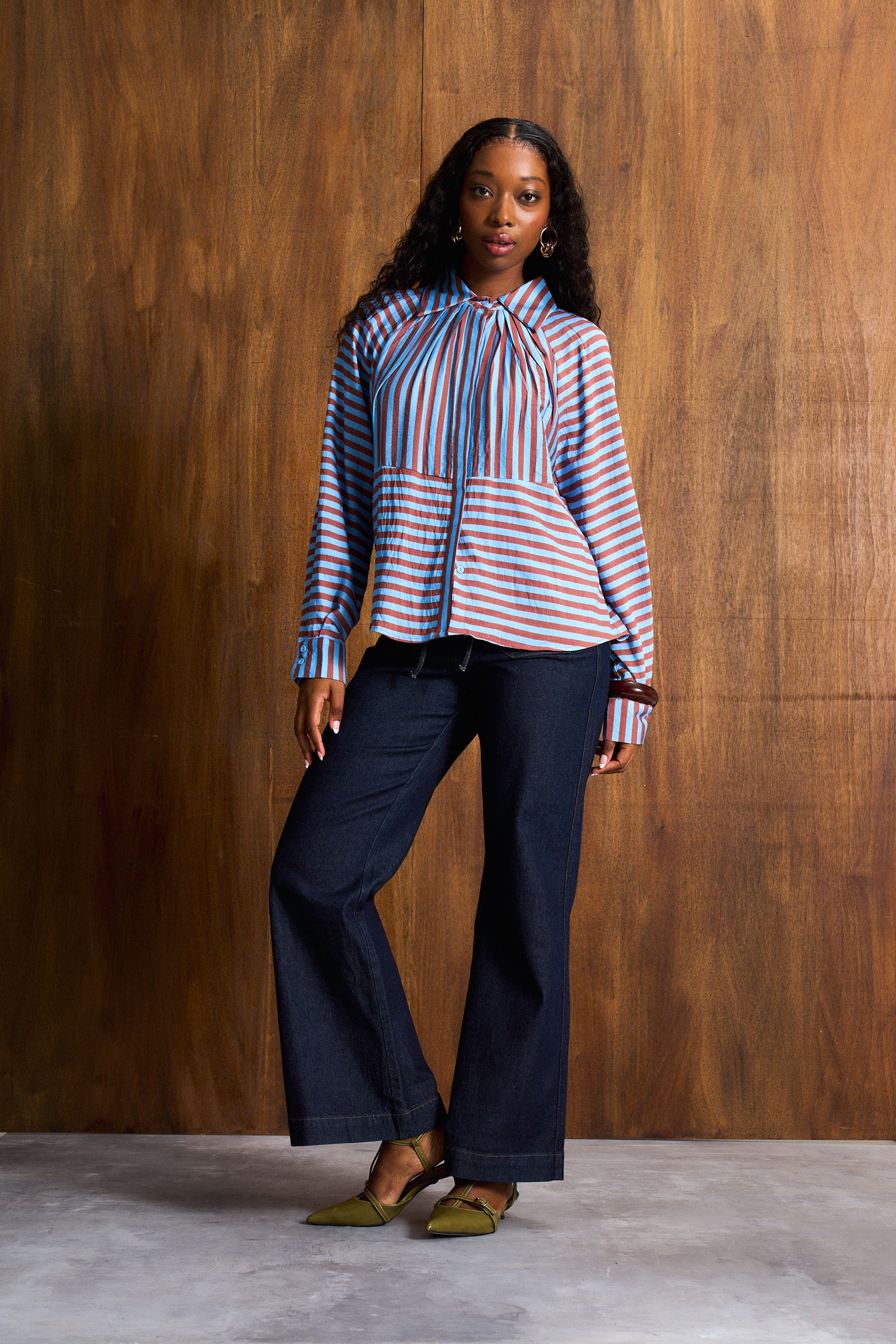 Artist Blue Stripe Collared Blouse