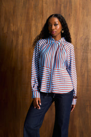 Artist Blue Stripe Collared Blouse
