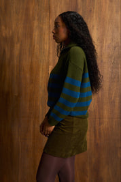 Teal & Olive Wool Blend Half-Zip Knit