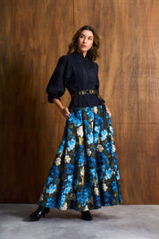 Midnight Ink Linen Trim Blouse