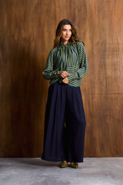 Artist Green Stripe Collared Blouse